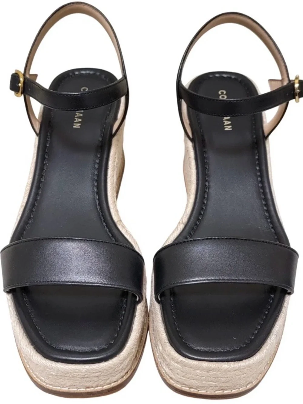 Cole Haan Black Espadrille platform Sandal 9.5 worn once w/Box